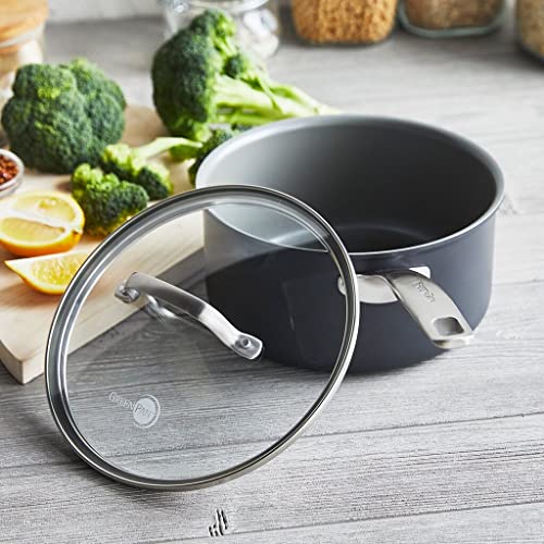GreenPan Chatham Hard Anodized Ceramic Nonstick 5QT Saute Pan with Lid, Gray L591