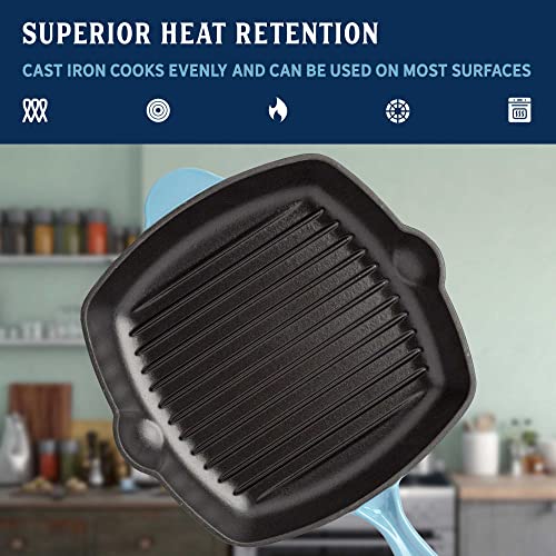 Country Living Enameled Cast Iron Square Griddle Grill Pan 11-Inch Cream B273880