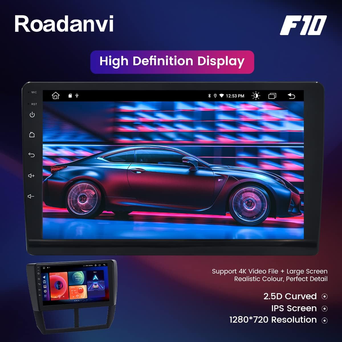 Car Stereo Bluetooth Navigation Carplay Android Auto 1280x720 IPS Touch Screen 4GB+64GB q7