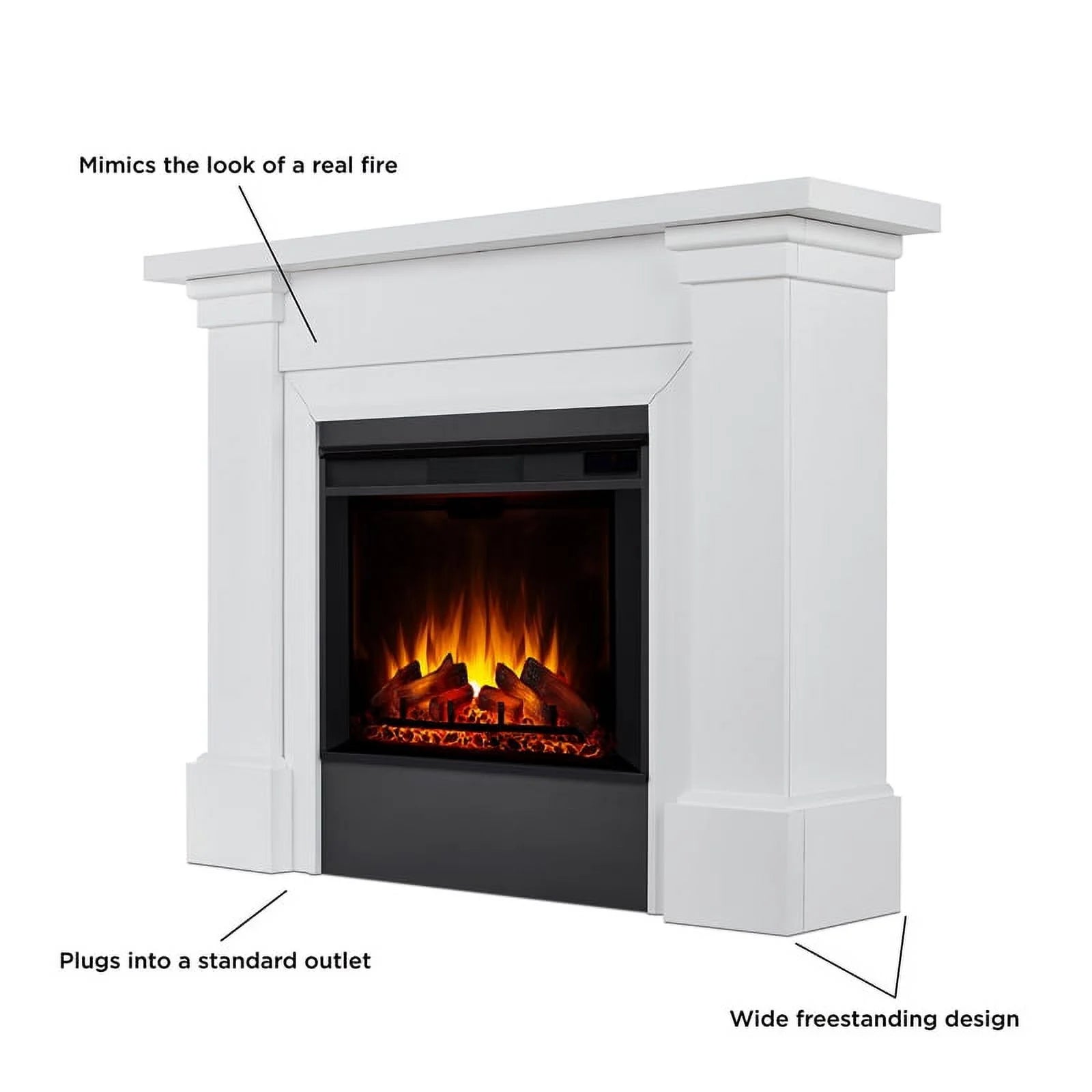 Real Flame Manus 64" Electric Fireplace in White V3538