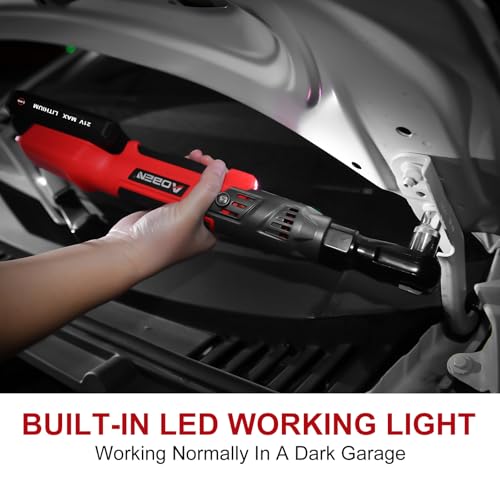 AOBEN Cordless Electric Ratchet Wrench Set 3/8" 12V with 2 Batteries and Charger P223013