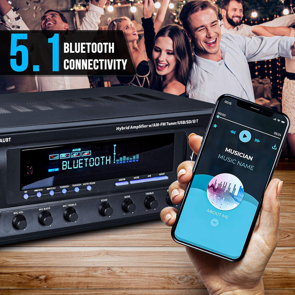 Wireless Bluetooth 4-Channel Home Theater Amplifier 300W k7