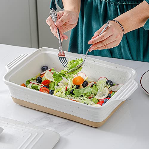 HVH Ceramic Casserole Dish with Lid, 9x13, 3.5 Quart, White Z70309
