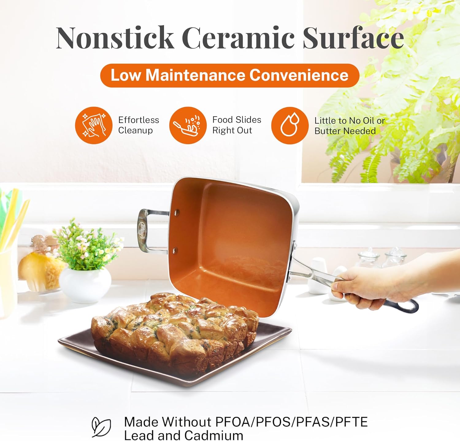 Gotham Steel Nonstick Square Deep Frying Pan 9.5" with Lid, Basket & Steamer Tray G5966