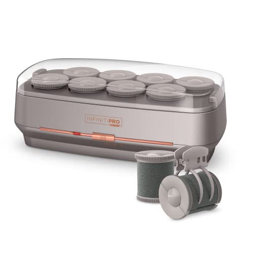 INFINITIPRO BY CONAIR Ceramic Flocked Hot Rollers for Long, Medium, and All Hair - Hair Curler - Hair Roller Clips Included - 2 inch Rollers
