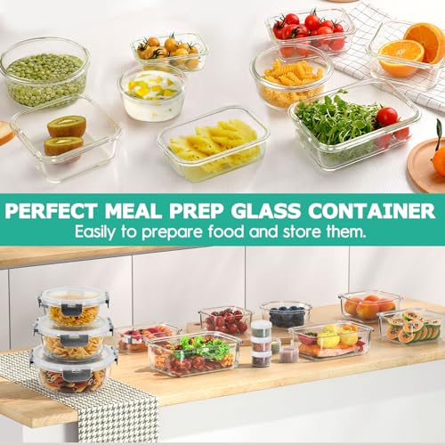 34pcs Glass Food Storage Containers with Lids, Airtight Meal Prep Set, BPA-Free N777590