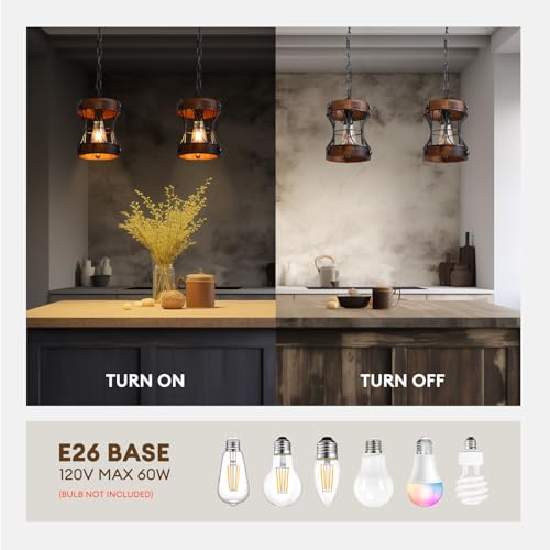 Rustic Wood Pendant Light for Dining Room and Kitchen Island a7