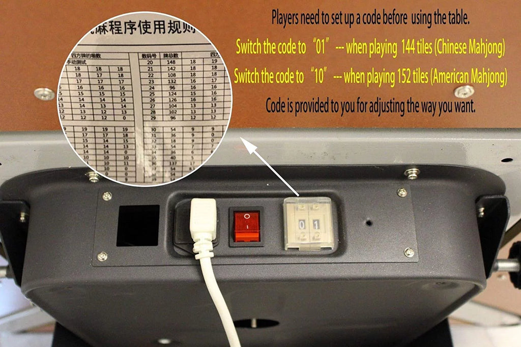 144Chinese 44mm Tiles Folding Automatic Mahjong Table with Drawers, 2 Sets Magnetic Tiles K375582