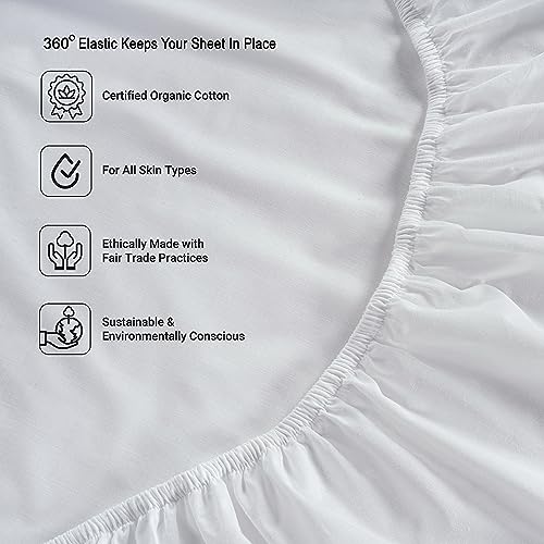 Organic Cotton Queen Sheets 8pc Percale Bedding White A7