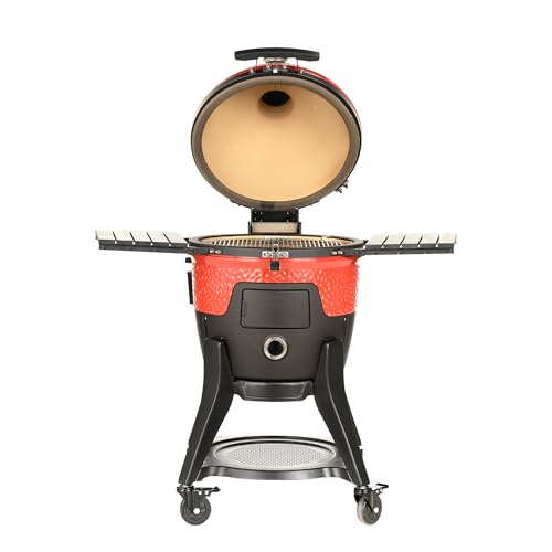 Kamado Joe Classic Pellet Joe 18" Ceramic Wood Pellet Grill and Smoker with Cart, Red C102863