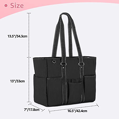 Damero Nurse Tote Bag with Padded Laptop Sleeve, Black Y424