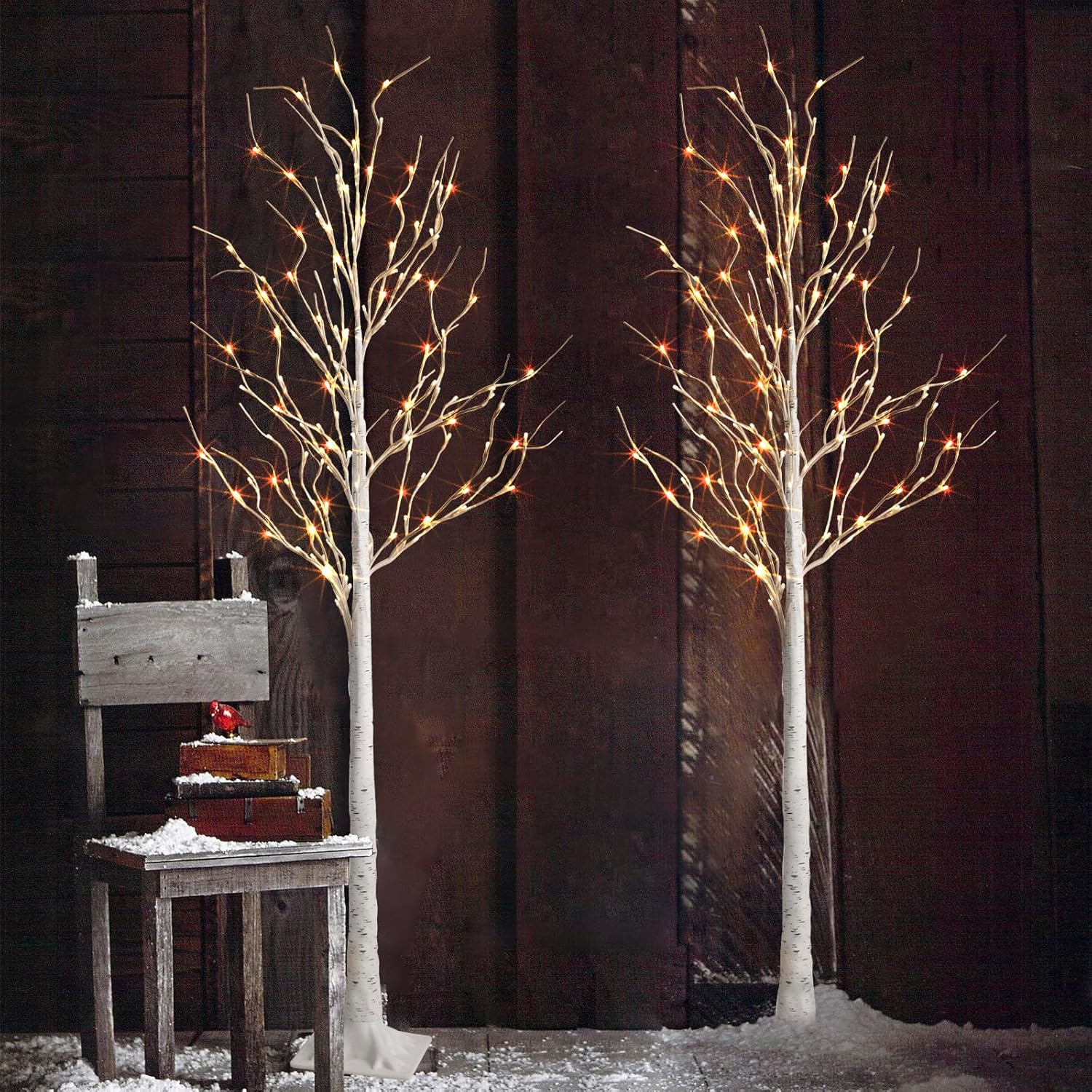 Lighted Birch Tree 2 Pack 6ft Warm White Lights Indoor Outdoor Decor k7m