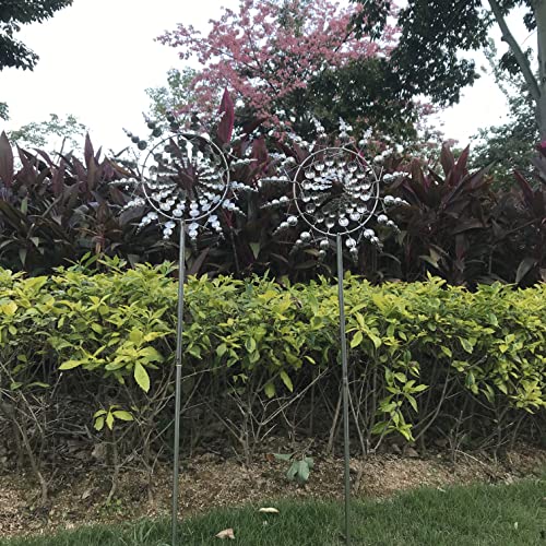 Metal Windmill Kinetic Garden Stake Solar Outdoor Decor a7
