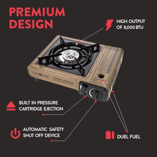 Propane or Butane Dual Fuel Portable Camping Stove with Carrying Case k7m