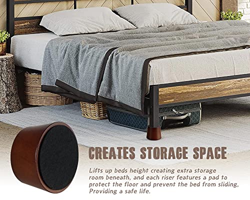 Wooden Furniture Risers Blocks 1 inch Set of 4, Heavy Duty Solid Wood, Non-Slip Pad Y509