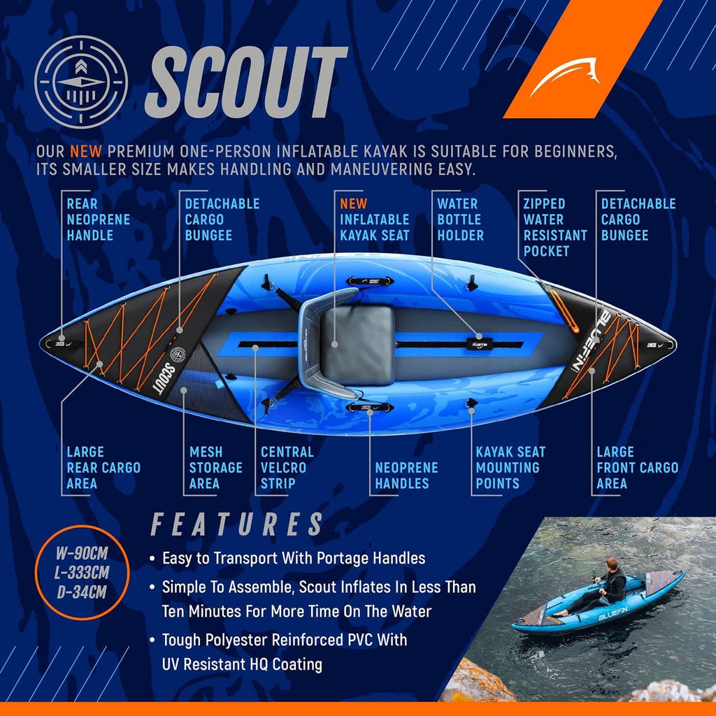 Bluefin Scout Inflatable Kayak 1 Person D3904