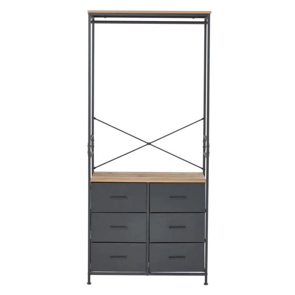 FRAPOW Freestanding Clothing Racks, Wardrobe Cabinet with 6 Drawer M9695