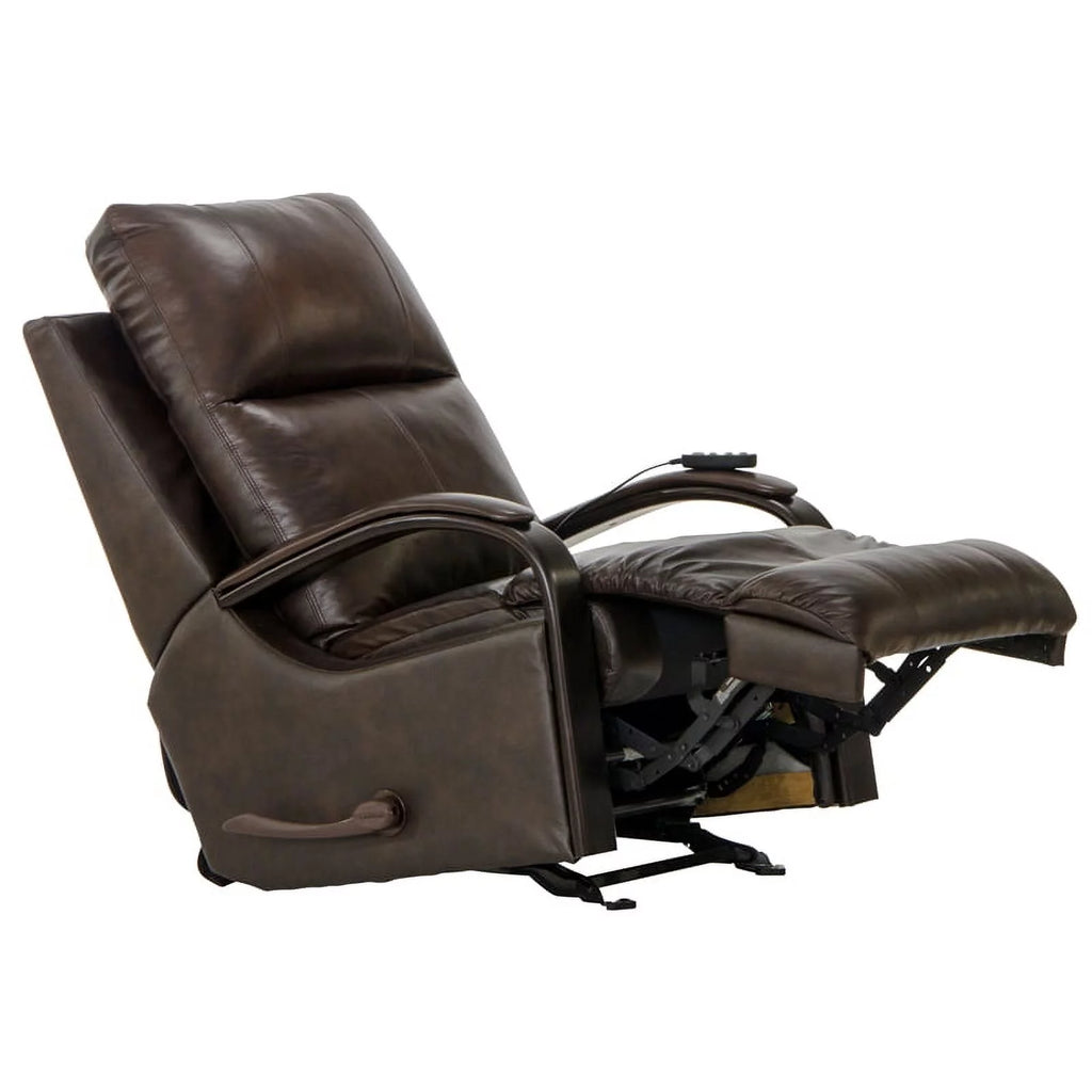Conway Glider Recliner with Heat & Massage in Brown Italian Leather L4257