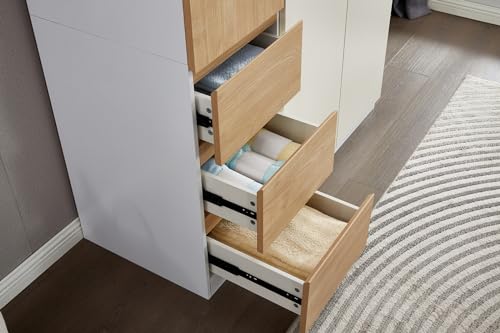4 Door Wardrobe Closet with Mirror and Drawers M761