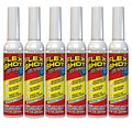 Flex Shot, 8 oz, 6-Pack, White, Flexible Rubber Silicone Sealant, Waterproof Caulk, UV Resistant, No Caulk Gun Needed, Perfect for Kitchen, Bath, Showers, Sinks, Baseboards