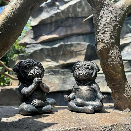 Meditating Pug Statue Large Garden Ornament k7