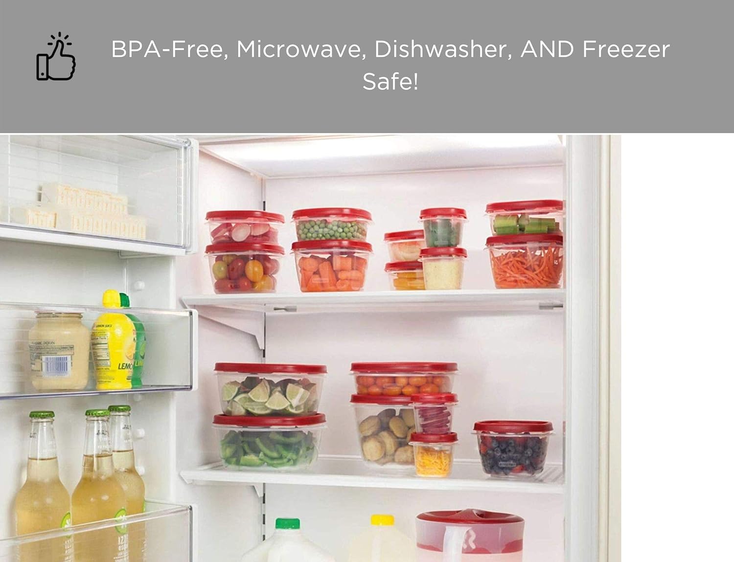 Rubbermaid Easy Find Lids Food Storage Containers 28 Piece Set, Red J944101