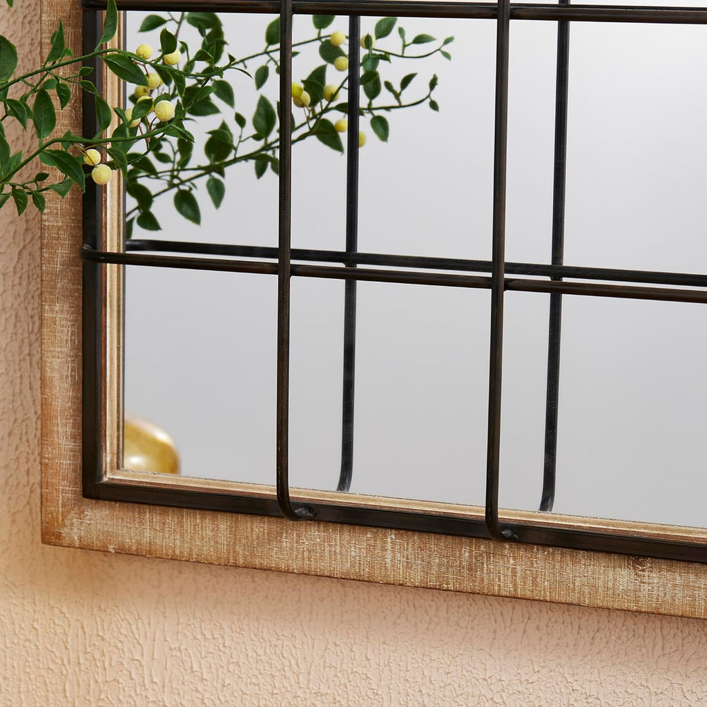 Wall Mirror 24x32 Farmhouse Rectangle Wood Metal Frame Decor k7