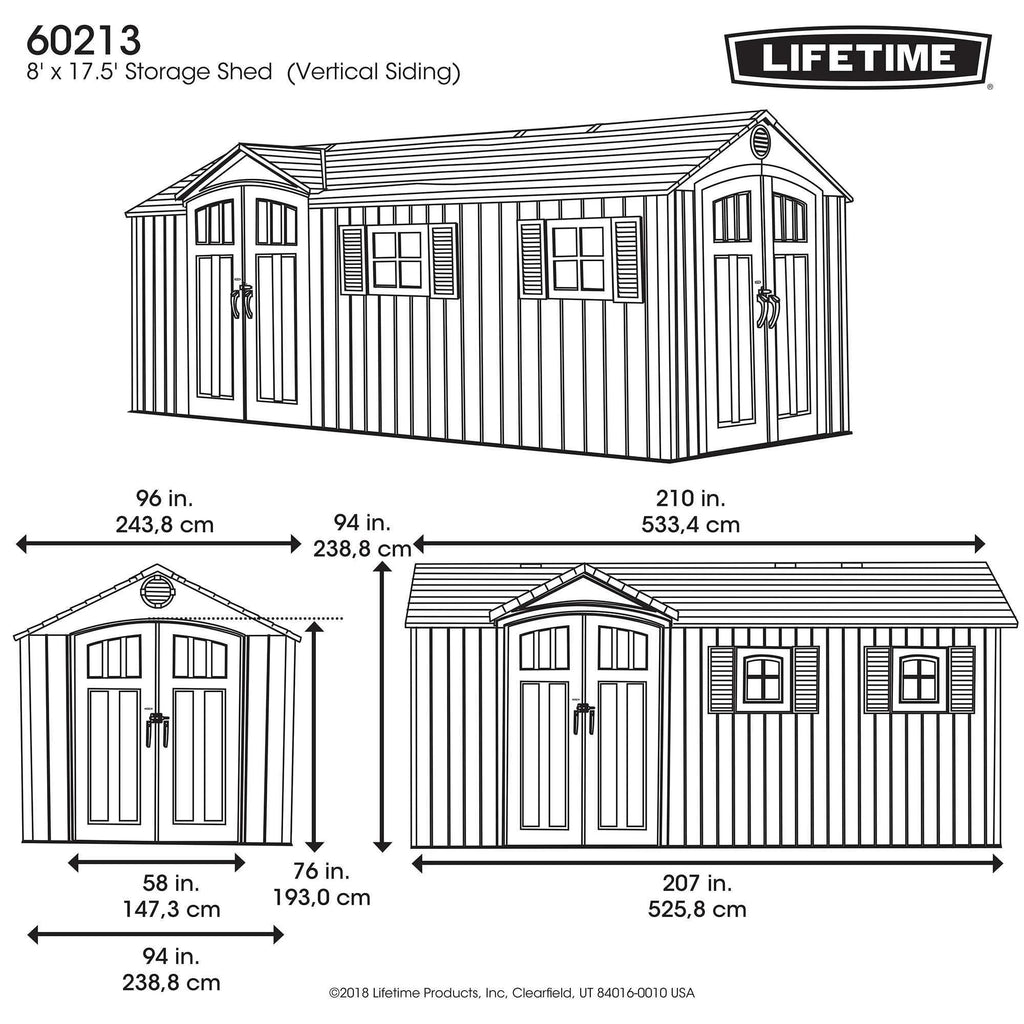 Lifetime 17.5 ft. x 8 ft. Outdoor Storage Shed J281016