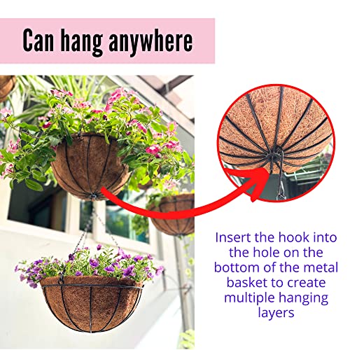 Hanging Planters with Coco Liner 3 Pack 10 Inch Outdoor Metal Wire Basket a7