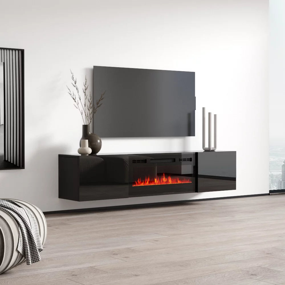 Cali BL-EF Floating Fireplace TV Stand for TVs up to 80", 72" Entertainment Center P21935