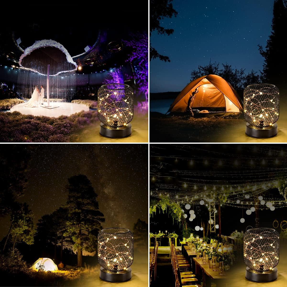Starry Sky LED Desk Lamp Iron Mesh Retro Bedroom Decor K7a