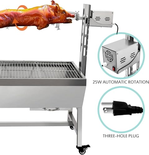 Portable Charcoal Spit Rotisserie Grill for Whole Pig, Lamb, Goat, Stainless Steel G912144