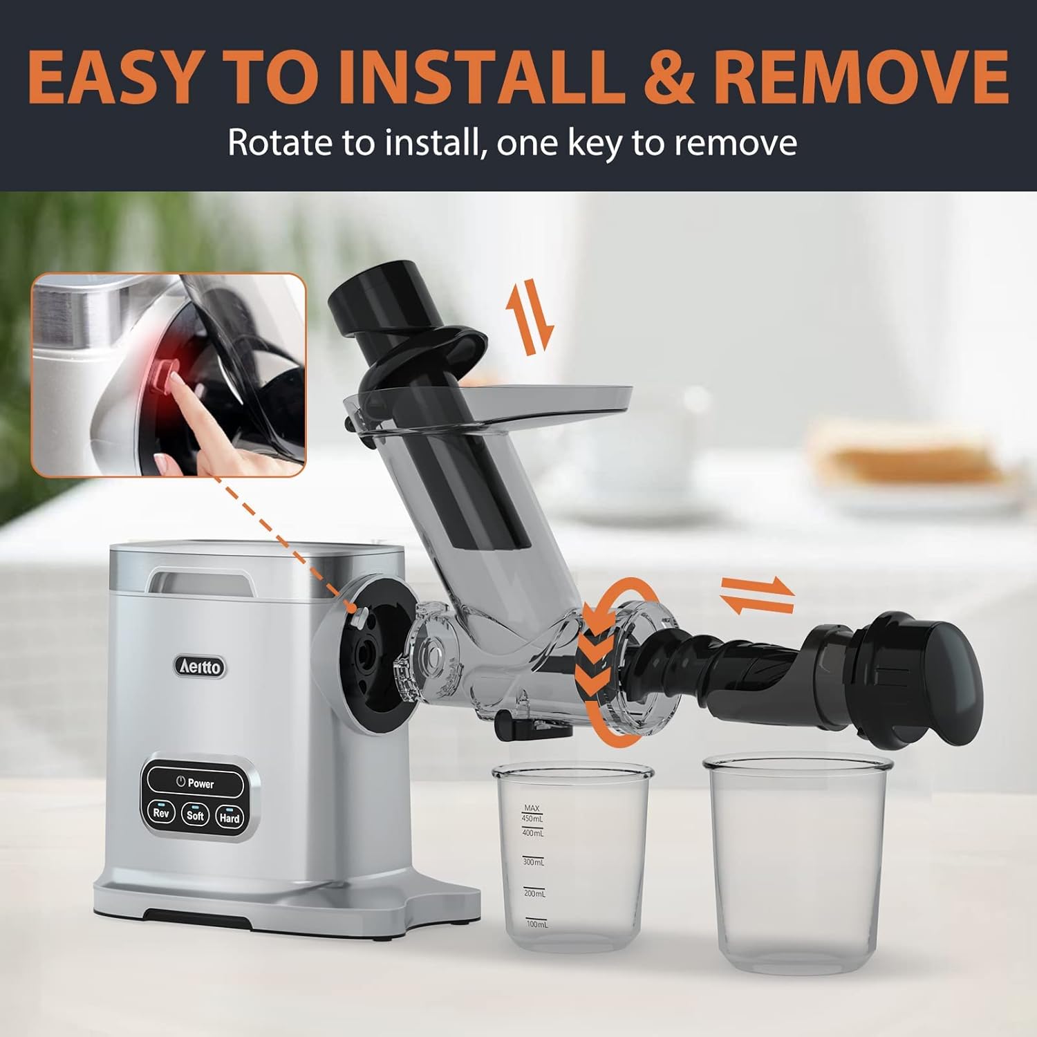 Cold Press Juicer 3 Inch Wide Chute 2-Speed Reverse k7m