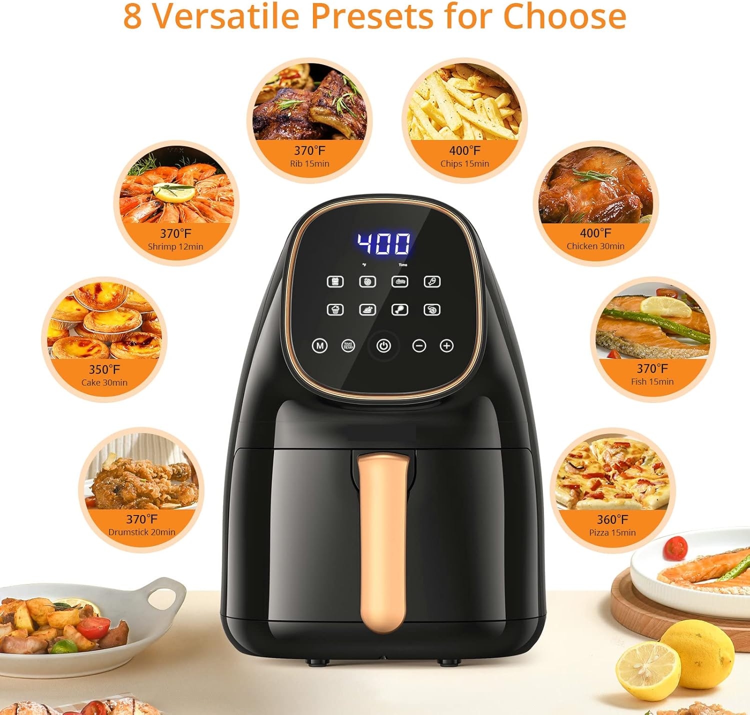 Air Fryer 2.2 QT Digital 8-in-1 Small Cooker with Nonstick Tray Q219605