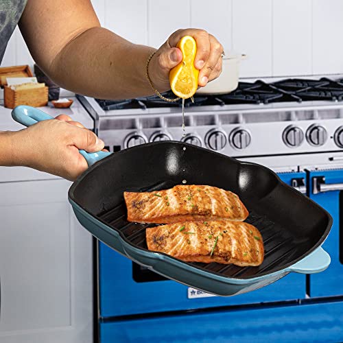 Country Living Enameled Cast Iron Square Griddle Grill Pan 11-Inch Cream B273880