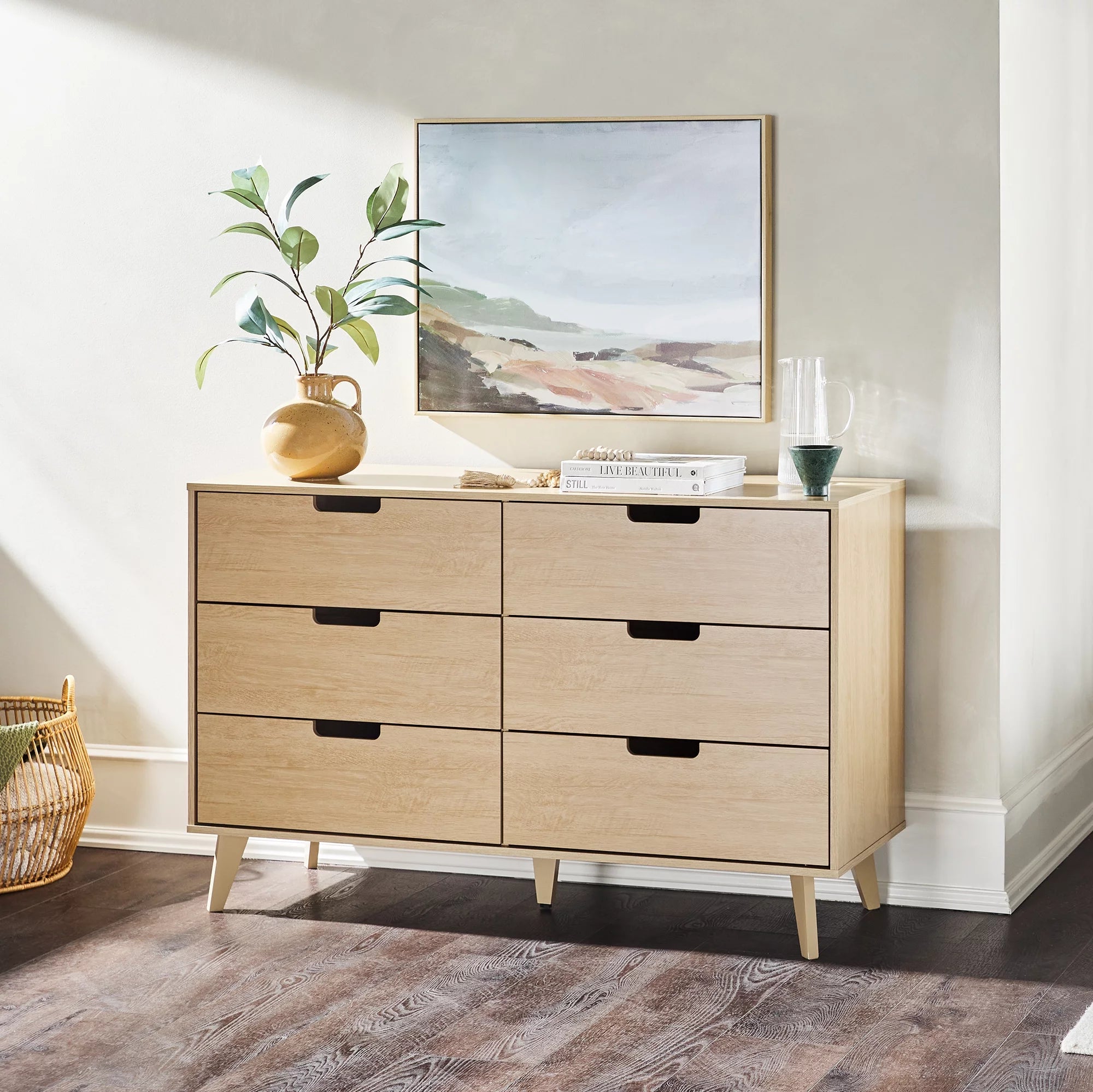 Walker Edison Modern 6-Drawer Dresser with Cut-Out Handles V97089