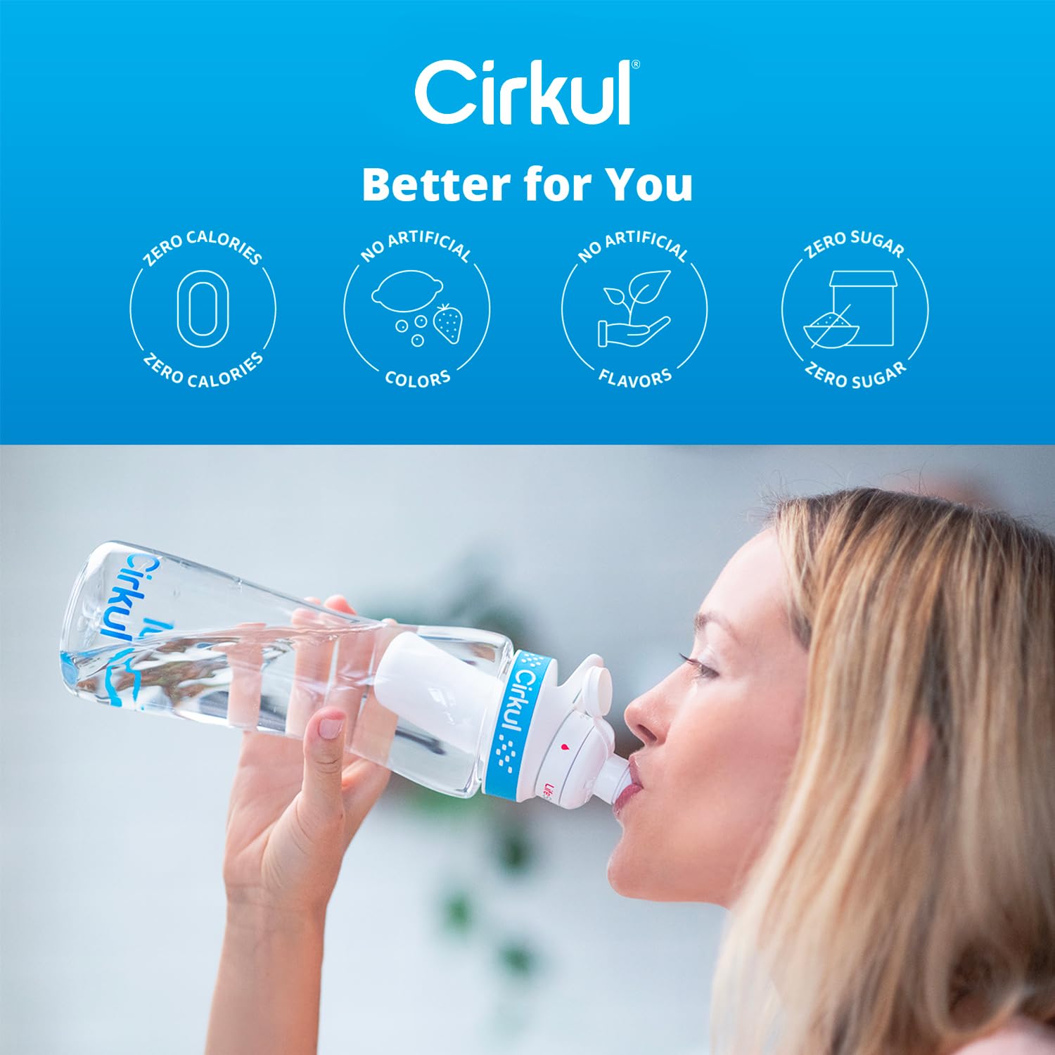 Cirkul Water Bottle + 2 Flavor Cartridge Starter Kit, 22 oz, BPA-Free Plastic E16003