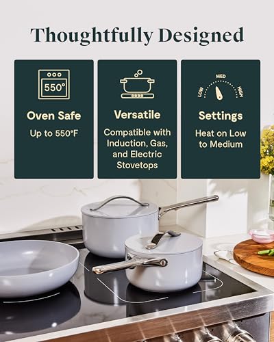 Caraway Nonstick Ceramic Cookware Set 12 Piece Cream A25140