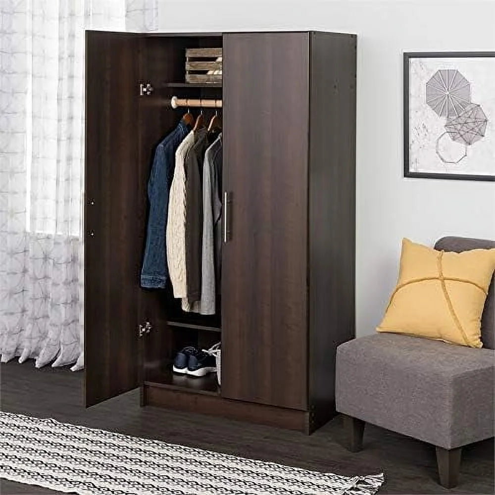 Contemporary 32" Wardrobe Armoire In Espresso