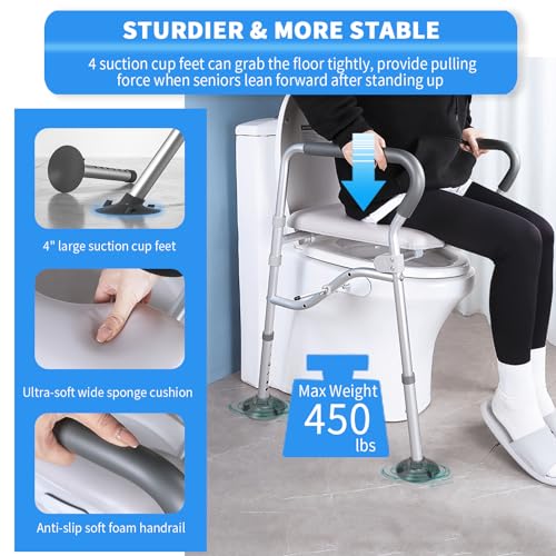 Elevated Toilet Seat with Handles for Seniors 450lbs k7m
