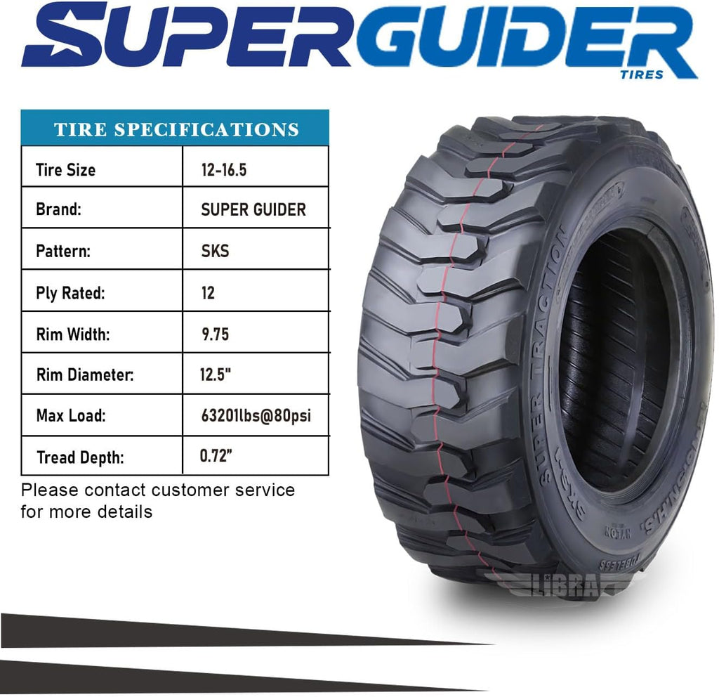Heavy Duty 12-16.5 12 Ply Skid Steer Tire with Rim Guard Y9649