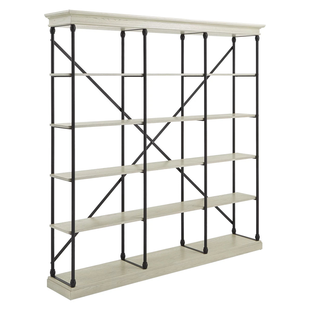 Weston Home Cabana 5 Shelf Triple Bookcase, Ivory/Black C884256