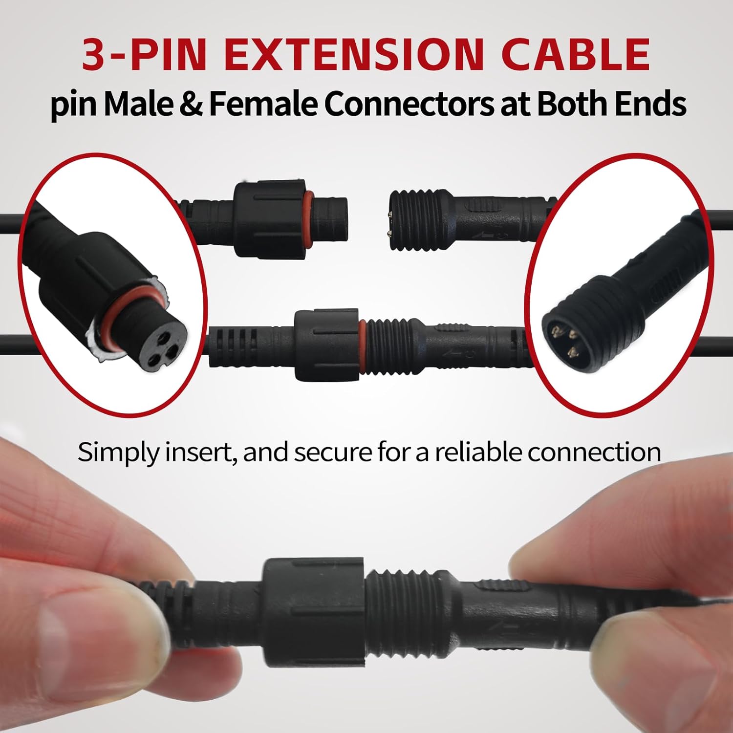 4FT 3 Pin RGB Rock Light Extension Cable for Trucks ATVs k7m