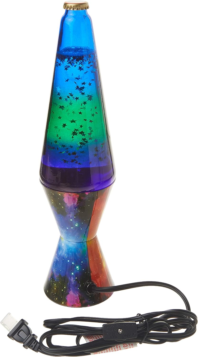 Lava Lamp 14.5-inch Silver Glitter Tri-Color Globe a7k