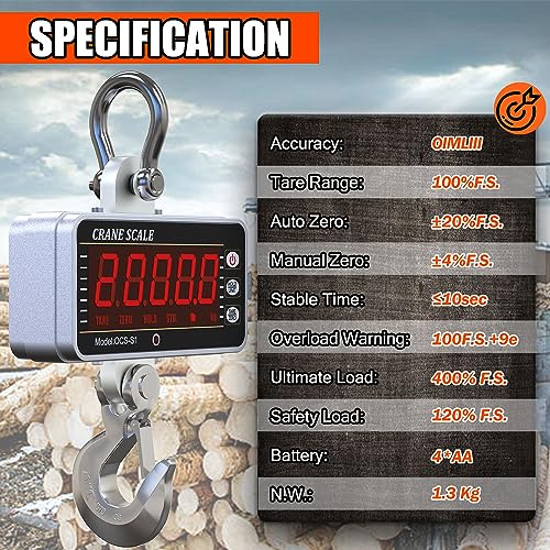 2200lb Digital Crane Scale High Precision Heavy Duty Industrial Hanging Orange k7