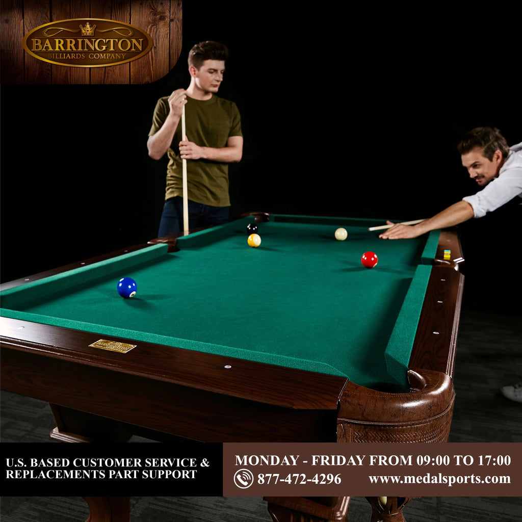 Barrington Billiards 90" Ball and Claw Leg Pool Table with Cue Rack D9928