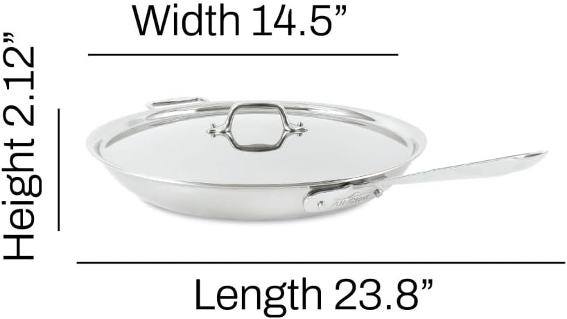 All-Clad D3 3-Ply Stainless Steel Fry Pan, 14 Inch, Induction Safe U31139