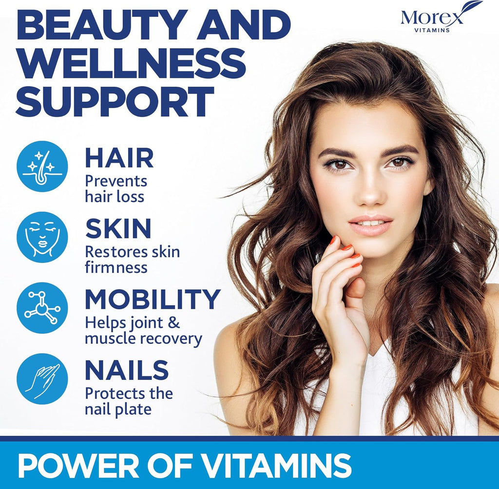 Hair Biotin Gummies for Skin Nails Collagen Keratin 60ct k7