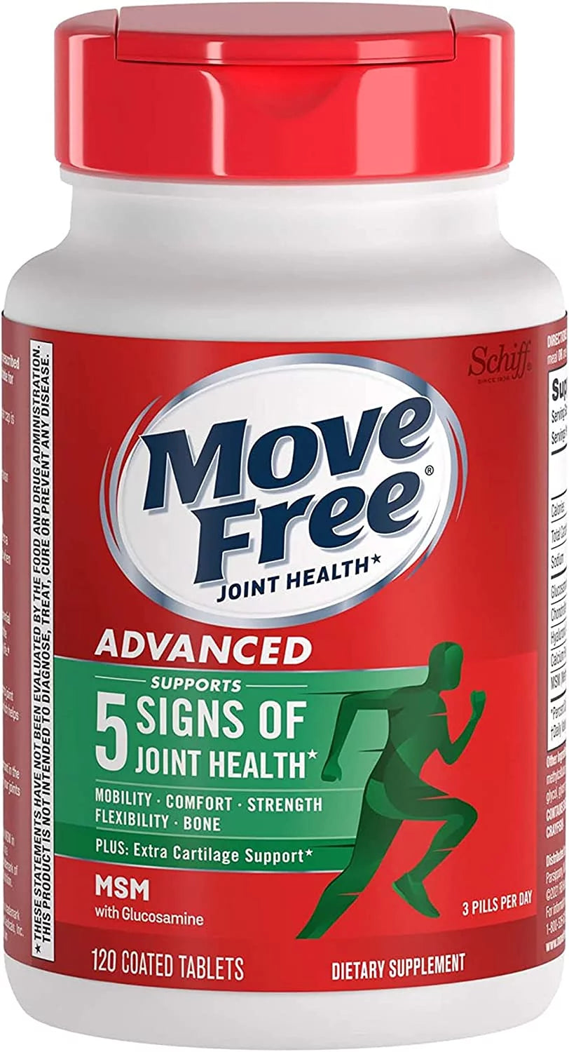 Advanced Glucosamine Chondroitin MSM Joint Support Supplement For Men and Women, Supports Mobility Comfort Strength Flexibility & Bone - (120ct bottle), Coated Tablets*