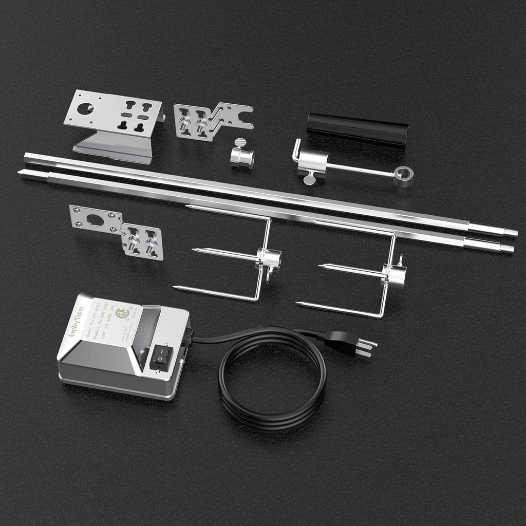 Universal BBQ Grill Rotisserie Kit with 110V Electric Motor for Gas Grills B17029